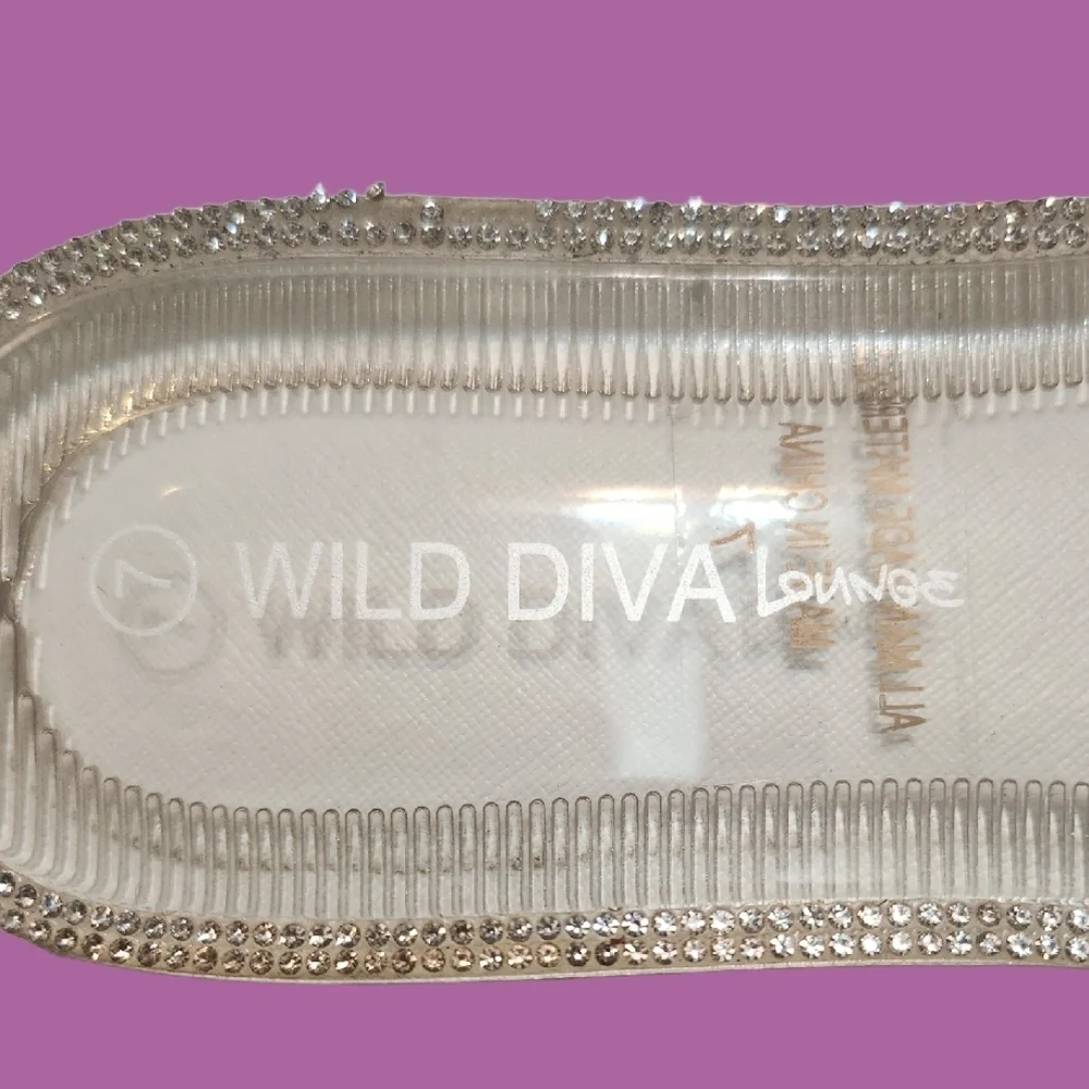 Wild Diva CLEAR MIRRORED Glam Slide Sandals, SIZE 7 - Picture 5 of 13